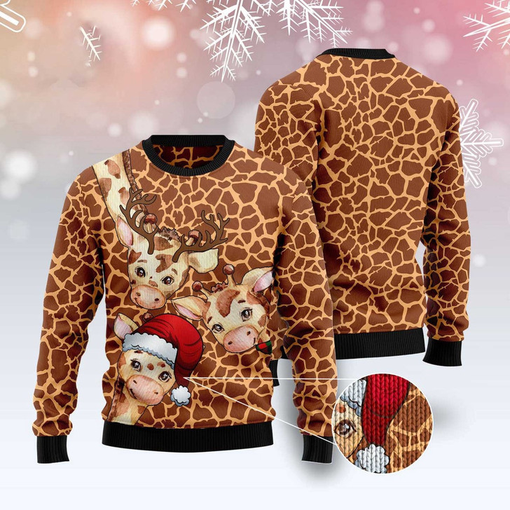 FUNSTUFFPRINT Giraffe Funny Ugly Christmas Sweater, Christmas Sweater, Ugly Sweater, Funny Xmas Sweaters Ugly  Sweater