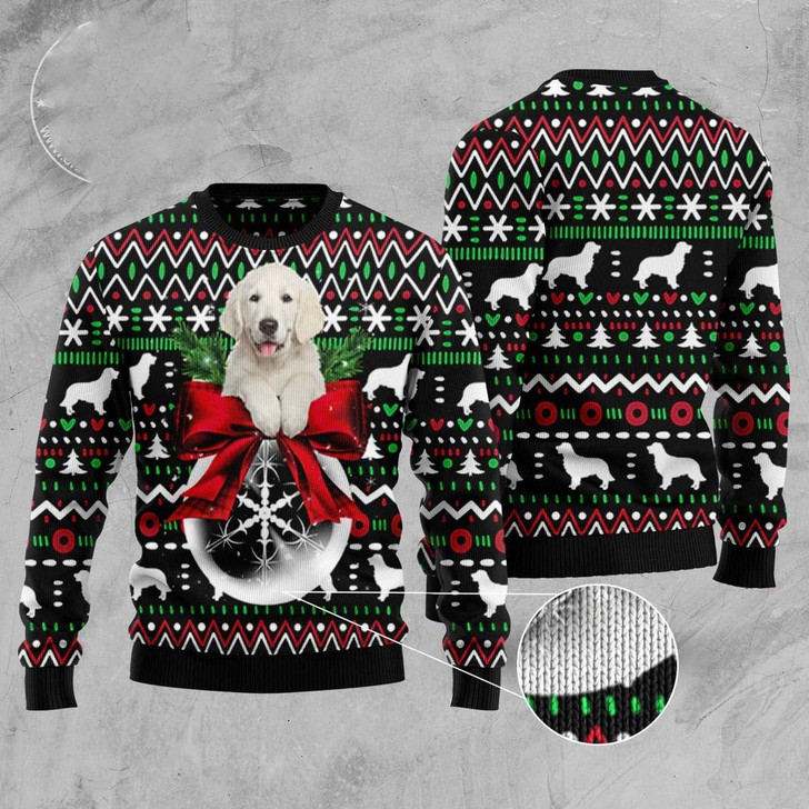 FUNSTUFFPRINT Golden Retriever Xmas Ball Ugly Christmas Sweater, Christmas Sweater, Ugly Sweater, Funny Xmas Sweaters Ugly  Sweater
