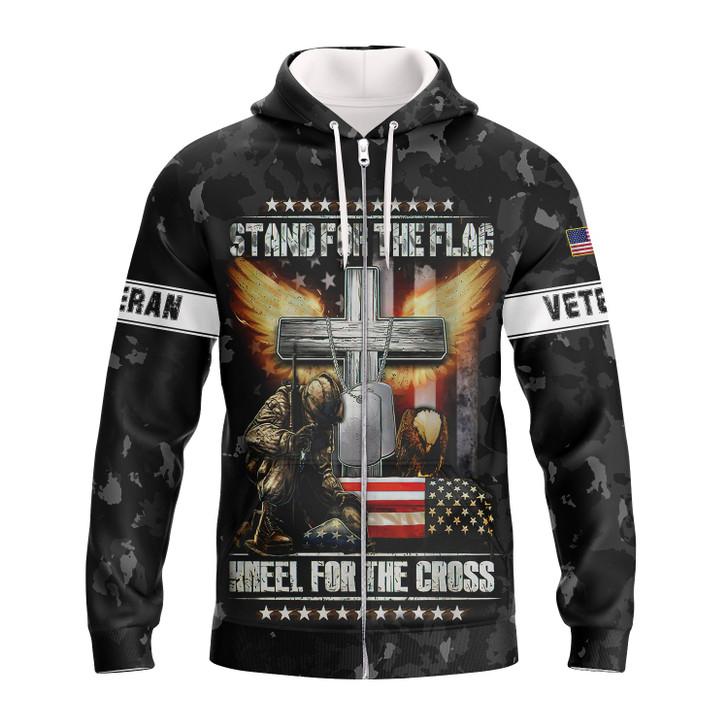 FUNSTUFFPRINT Veteran Stand For The Flag 3D Hoodie and Zip Hoodie
