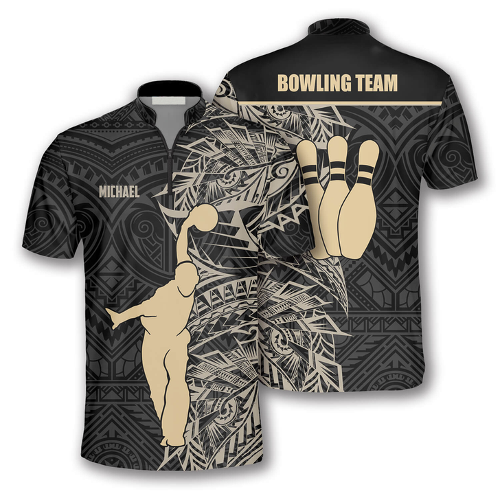 Custom Apricot Bowling Player Custom Bowling Jerseys for Men, Tribal Bowling Shirt, Custom Bowling Shirt