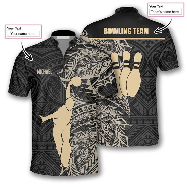 Custom Apricot Bowling Player Custom Bowling Jerseys for Men, Tribal Bowling Shirt, Custom Bowling Shirt