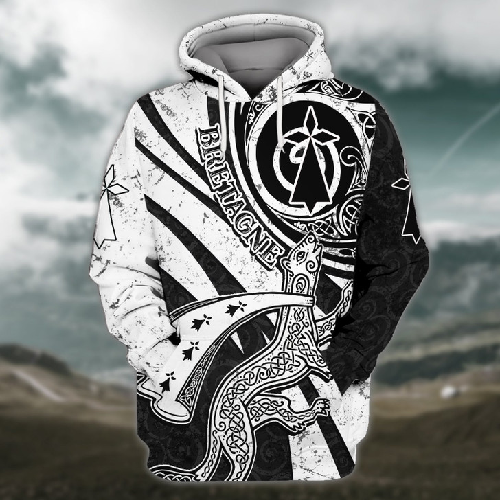 FUNSTUFFPRINT Brittany Celtic Bretagne 3D Hoodie and Zip Hoodie