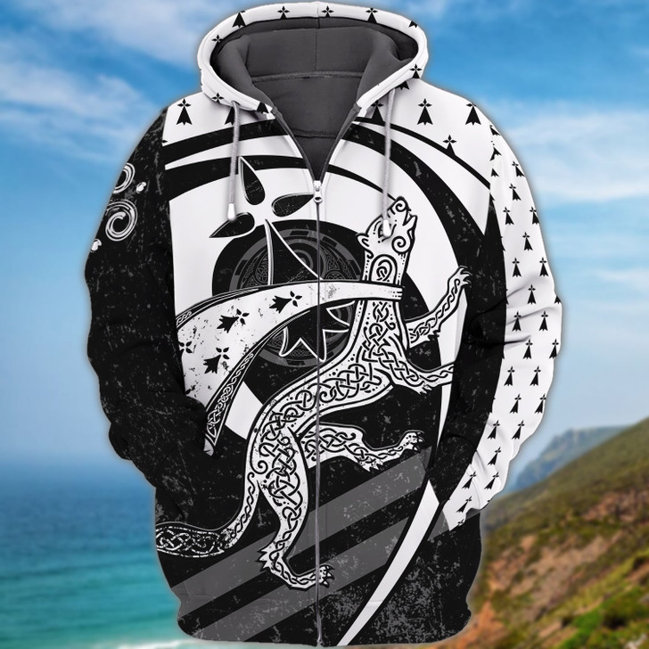 FUNSTUFFPRINT  Brittany Celtic Bretagne   3D Hoodie and Zip Hoodie