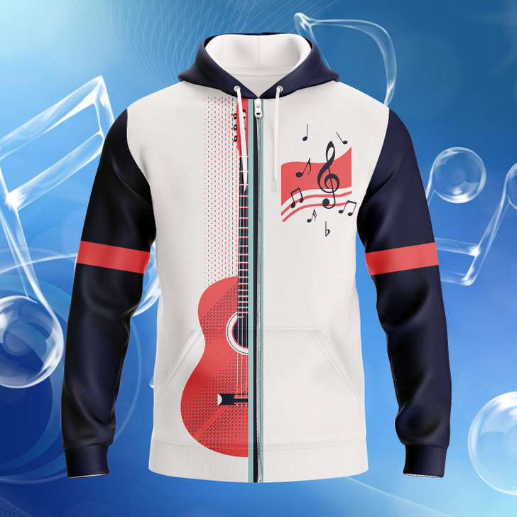 FUNSTUFFPRINT  Guitar -  Full Print  3D Hoodie and Zip Hoodie
