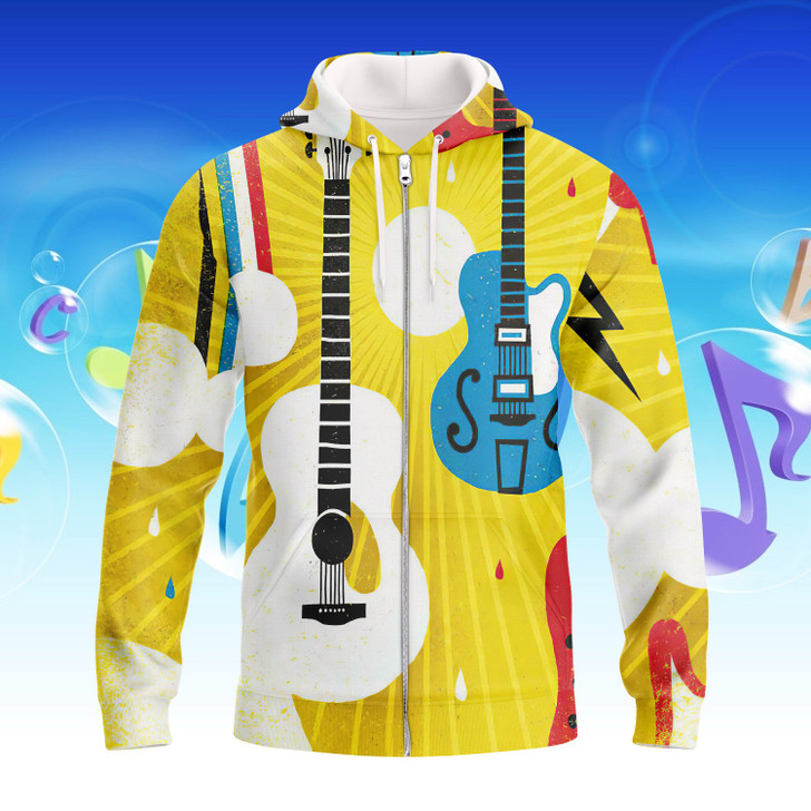 FUNSTUFFPRINT Guitar - Full Print   3D Hoodie and Zip Hoodie