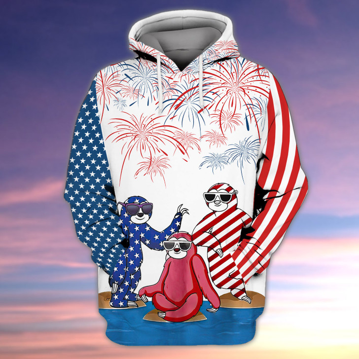 FUNSTUFFPRINT Sloth - Independence Day Is Coming   3D Hoodie and Zip Hoodie