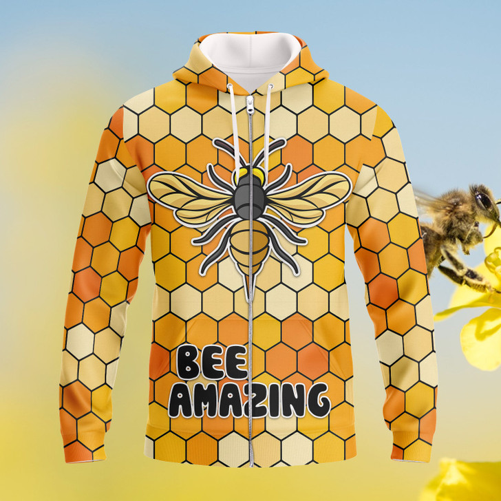 FUNSTUFFPRINT Bee Amazing  3D Hoodie and Zip Hoodie