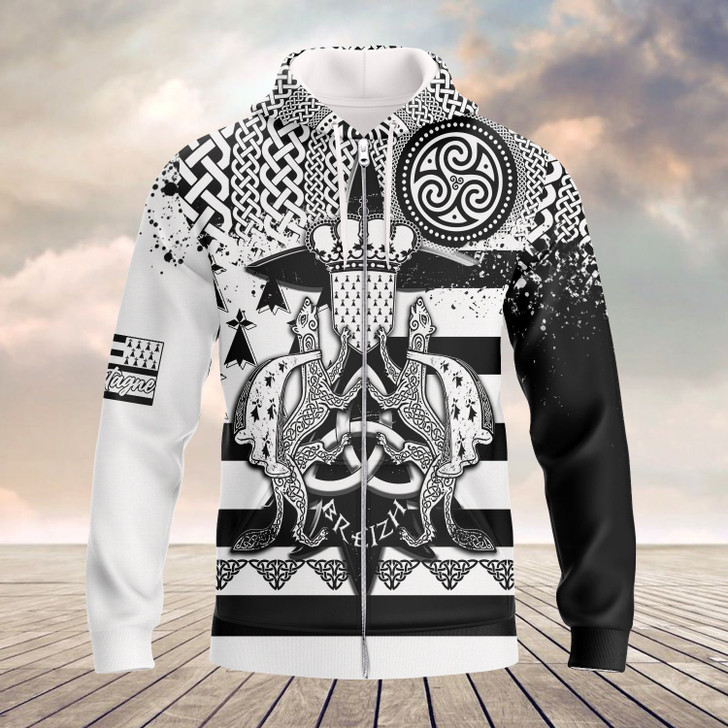 FUNSTUFFPRINT-  Brittany Celtic  3D Hoodie and Zip Hoodie