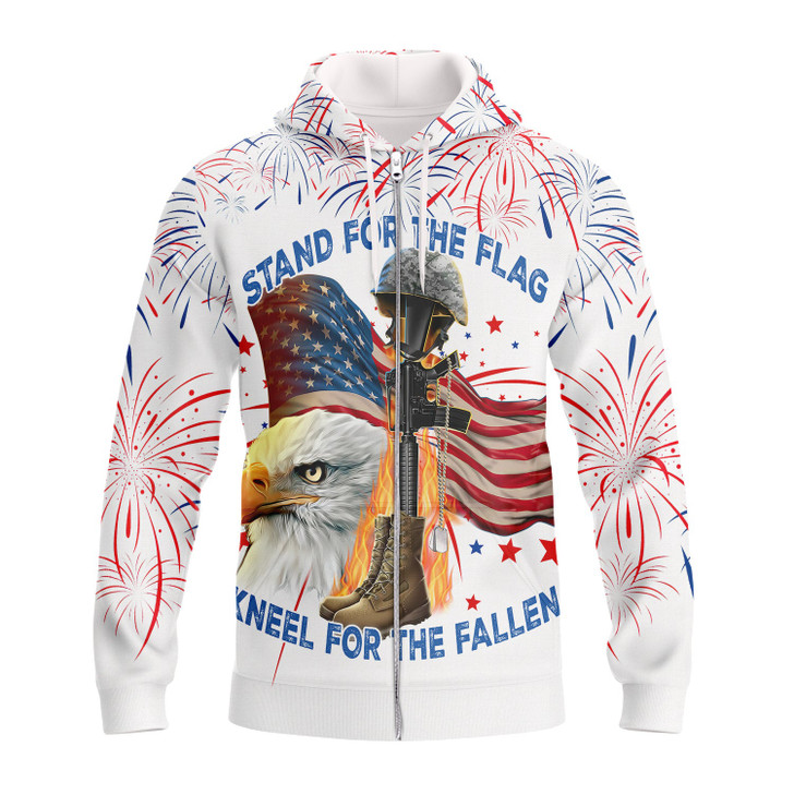 FUNSTUFFPRINT Independence Day Is Coming - Stand For The Flag Kneel For The Fallen Full Print  3D Hoodie and Zip Hoodie