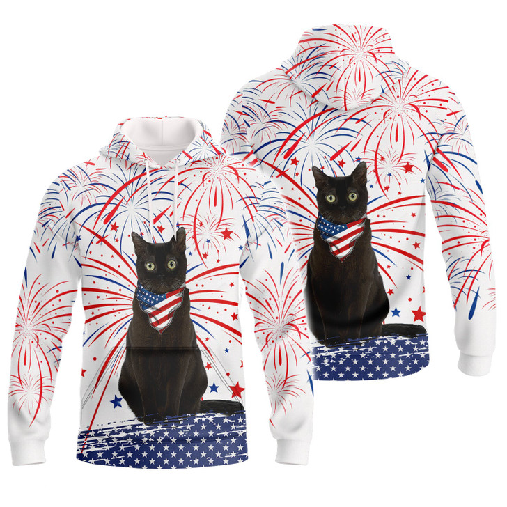 FUNSTUFFPRINT Independence Day Is Coming - Black Cat Full Print 3D Hoodie and Zip Hoodie