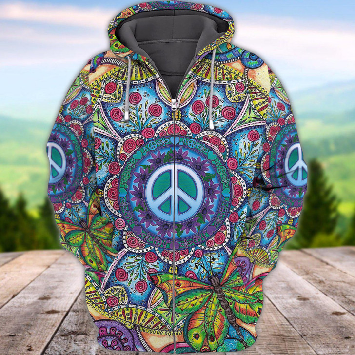 FUNSTUFFPRINT Hippie -  Full Print Tad   3D Hoodie and Zip Hoodie
