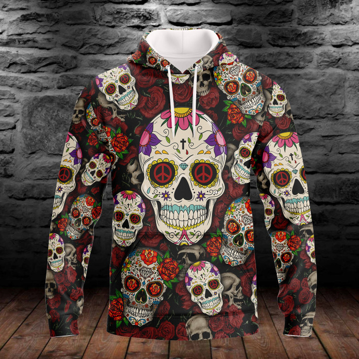 FUNSTUFFPRINT Sugar Skull - Full Print Tad 3D Hoodie and Zip Hoodie