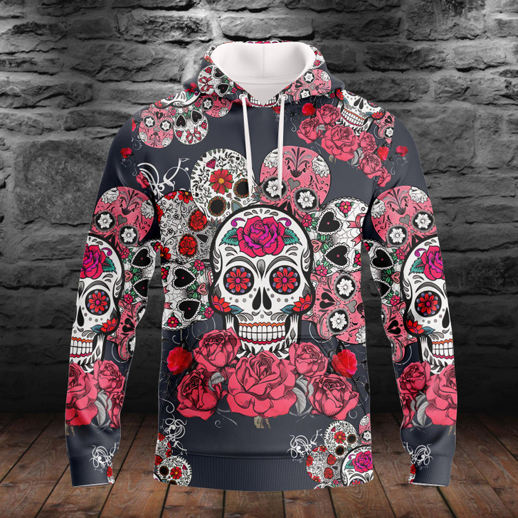 FUNSTUFFPRINT  Sugar Skull - 3D Full Print Tad 02 3D Hoodie and Zip Hoodie