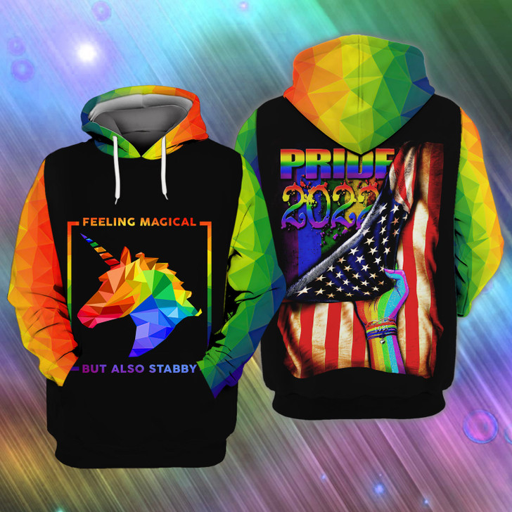 FUNSTUFFPRINT LGBT Pride Feeling Magical But Also Stabby  3D Hoodie and Zip Hoodie