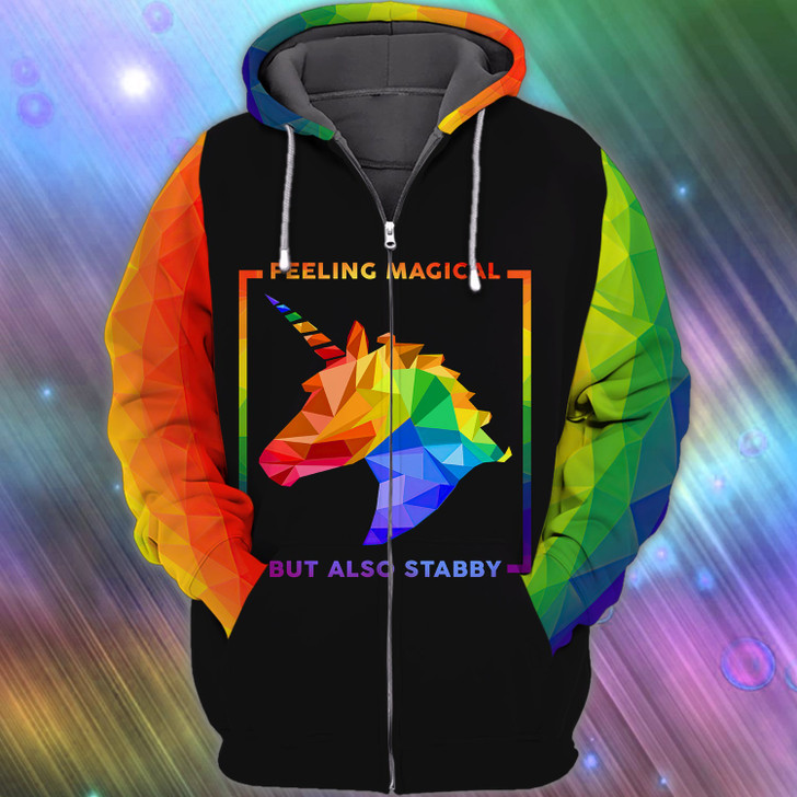 FUNSTUFFPRINT LGBT Pride Feeling Magical But Also Stabby  3D Hoodie and Zip Hoodie