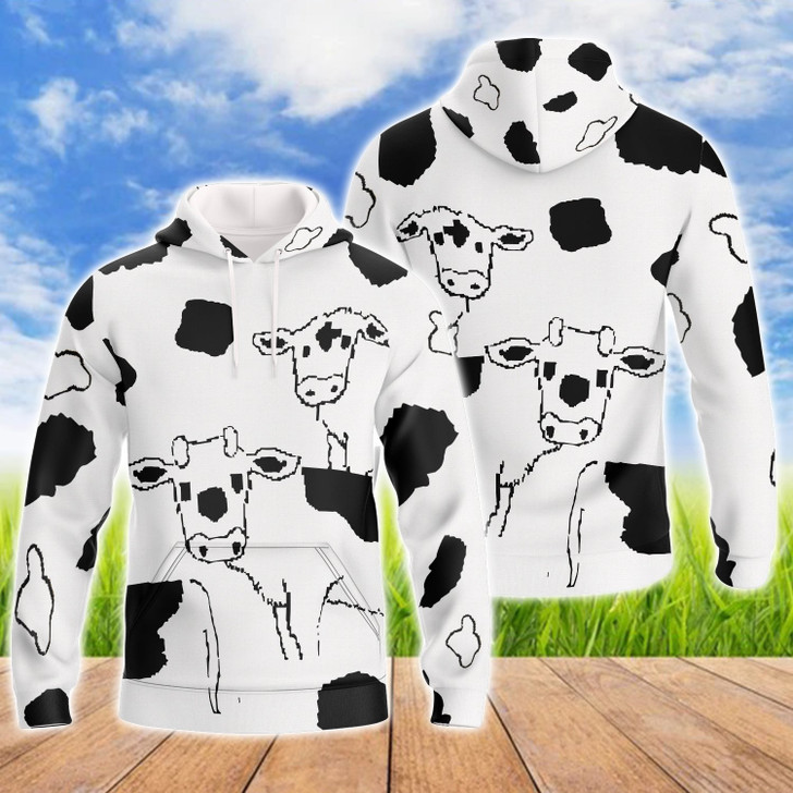 FUNSTUFFPRINT Cow - Full Print 02 3D Hoodie and Zip Hoodie