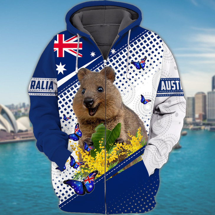 FUNSTUFFPRINT Australia, Love Quokka  3D Hoodie and Zip Hoodie