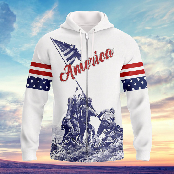 FUNSTUFFPRINT American By Birth Veteran By Choice 3D Hoodie and Zip Hoodie