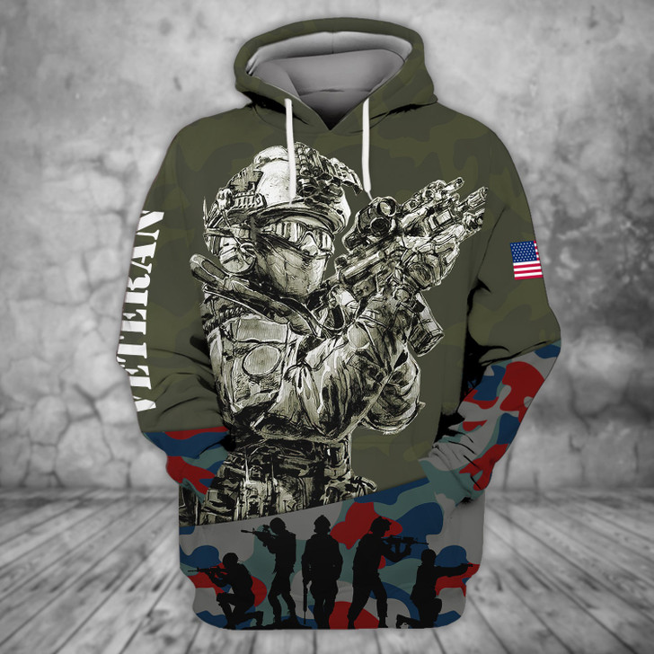 FUNSTUFFPRINT Veteran Full Print 3D Hoodie and Zip Hoodie