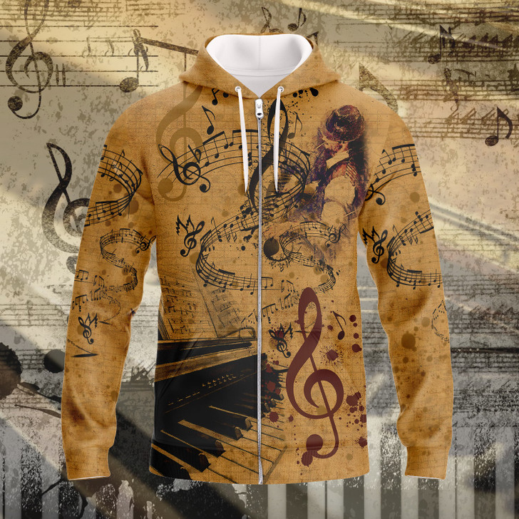 FUNSTUFFPRINT Piano Full Print  3D Hoodie and Zip Hoodie