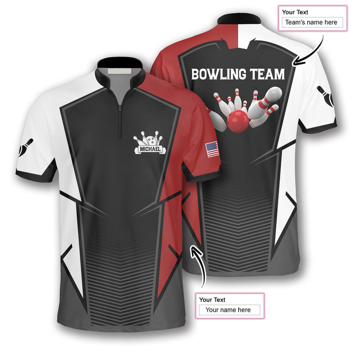 Custom 3D All Over Print Best Strike Custom Bowling Jerseys for Men, White and Red Bowling Shirt, Strike Bowling Shirt