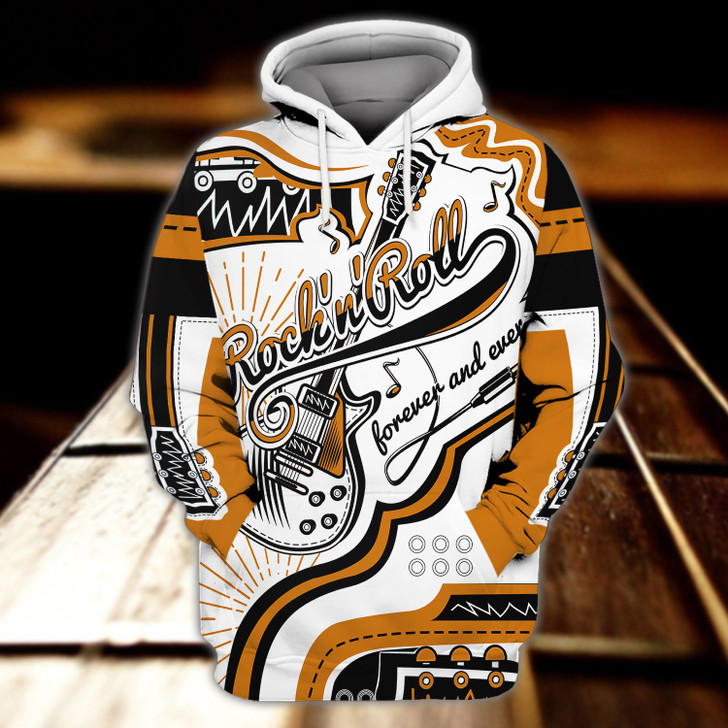 FUNSTUFFPRINT Rock'n'Roll Guitar Full Print  3D Hoodie and Zip Hoodie