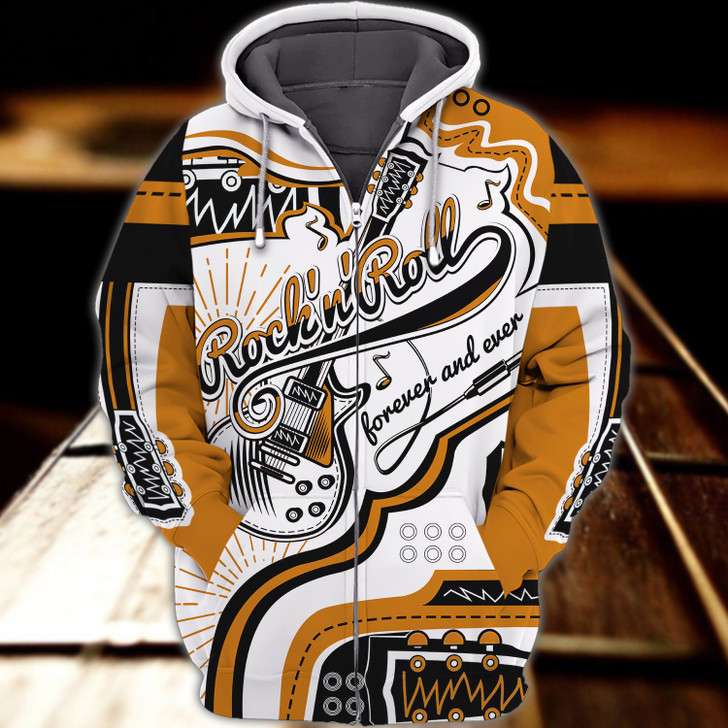 FUNSTUFFPRINT Rock'n'Roll Guitar Full Print  3D Hoodie and Zip Hoodie