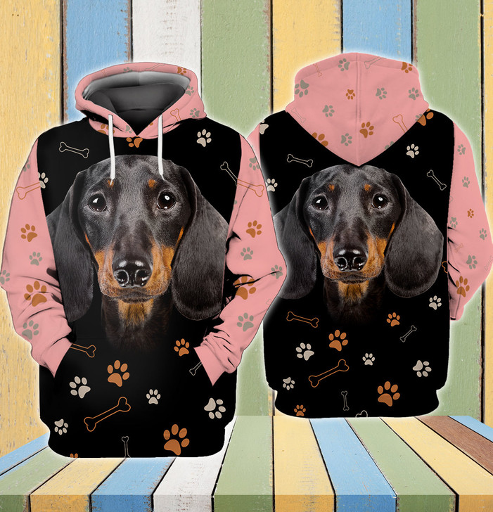 FUNSTUFFPRINT Dachshund And Pink  3D Hoodie and Zip Hoodie