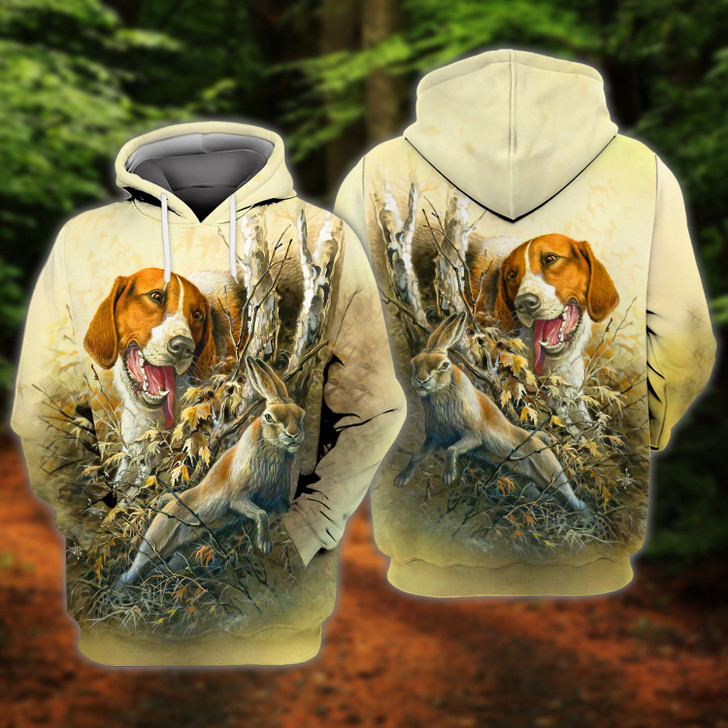 FUNSTUFFPRINT Rabbit Hunting With Beagles  3D Hoodie and Zip Hoodie
