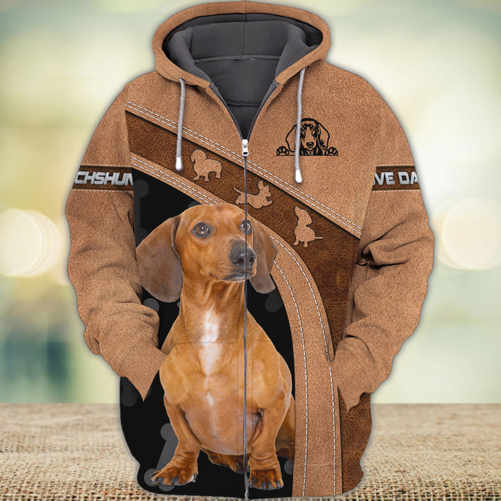 FUNSTUFFPRINT Dachshund Love   3D Hoodie and Zip Hoodie
