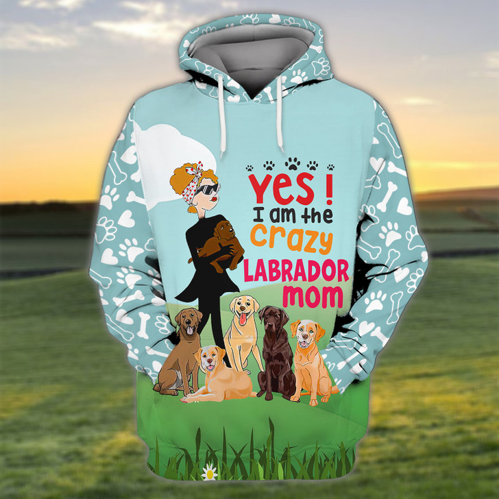 FUNSTUFFPRINT  I'm The Crazy Labrador Mom 3D Shirt For Labrador Retriever Dog Lovers  3D Hoodie and Zip Hoodie