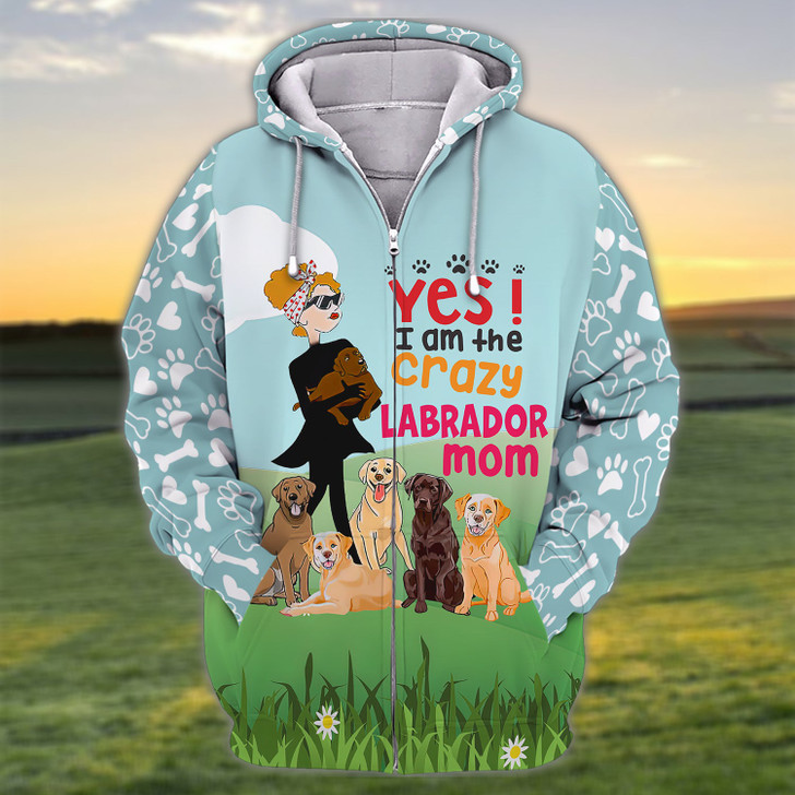 FUNSTUFFPRINT  I'm The Crazy Labrador Mom 3D Shirt For Labrador Retriever Dog Lovers  3D Hoodie and Zip Hoodie