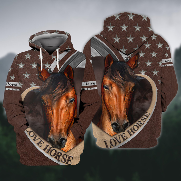 FUNSTUFFPRINT Brown Horse 3D Shirts Design, Love Horse  3D Hoodie and Zip Hoodie