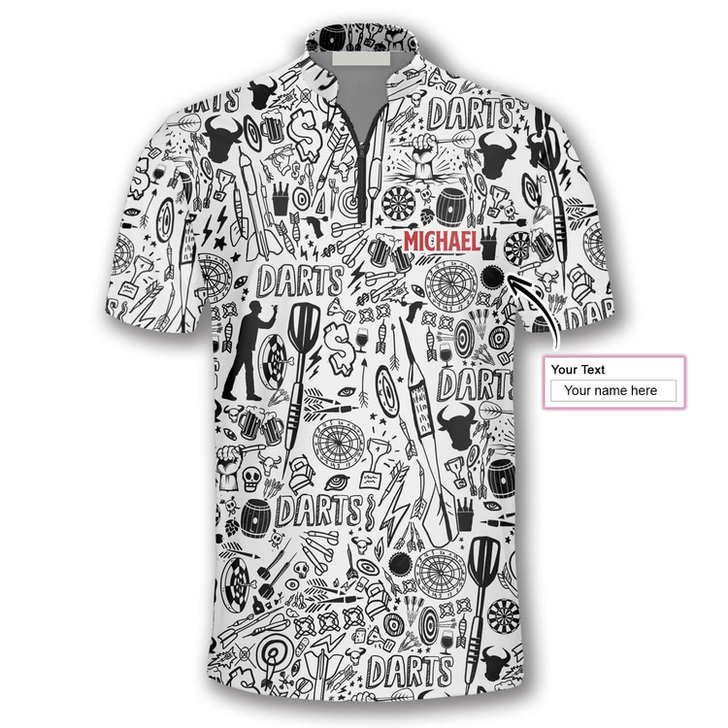Custom Personalized Doodle Pattern Custom Darts Jerseys for Men, Skull Dart Shirt