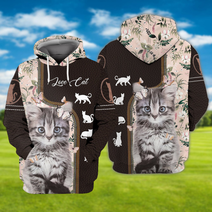 FUNSTUFFPRINT Kittens Pink Love Cats  3D Hoodie and Zip Hoodie