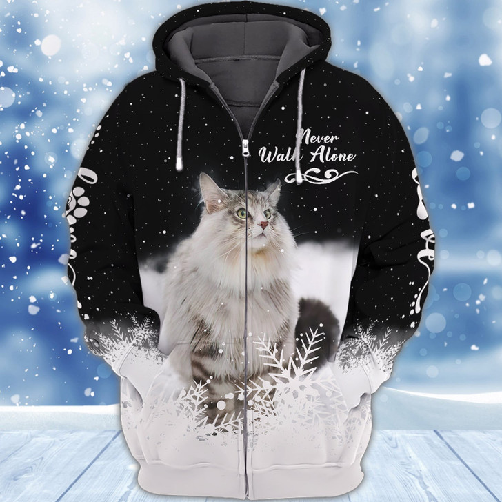 FUNSTUFFPRINT Meory Christmas Cats  3D Hoodie and Zip Hoodie