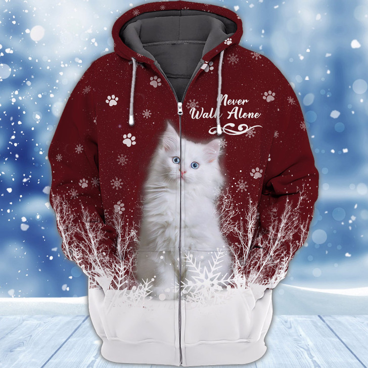 FUNSTUFFPRINT Love Cat, Merry Christmas  3D Hoodie and Zip Hoodie