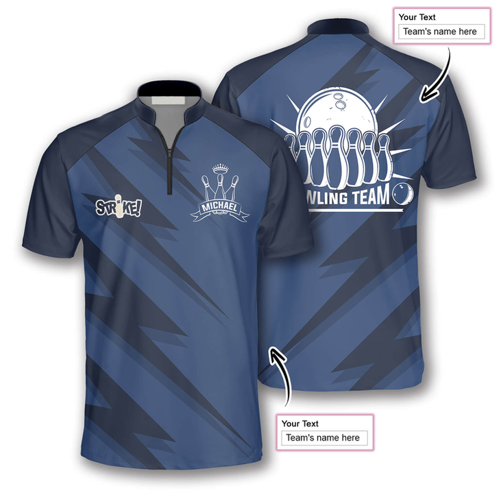 Custom 3D All Over Print Blue Lightning Custom Bowling Jerseys for Men, Uniform Shirt for Bowling Team