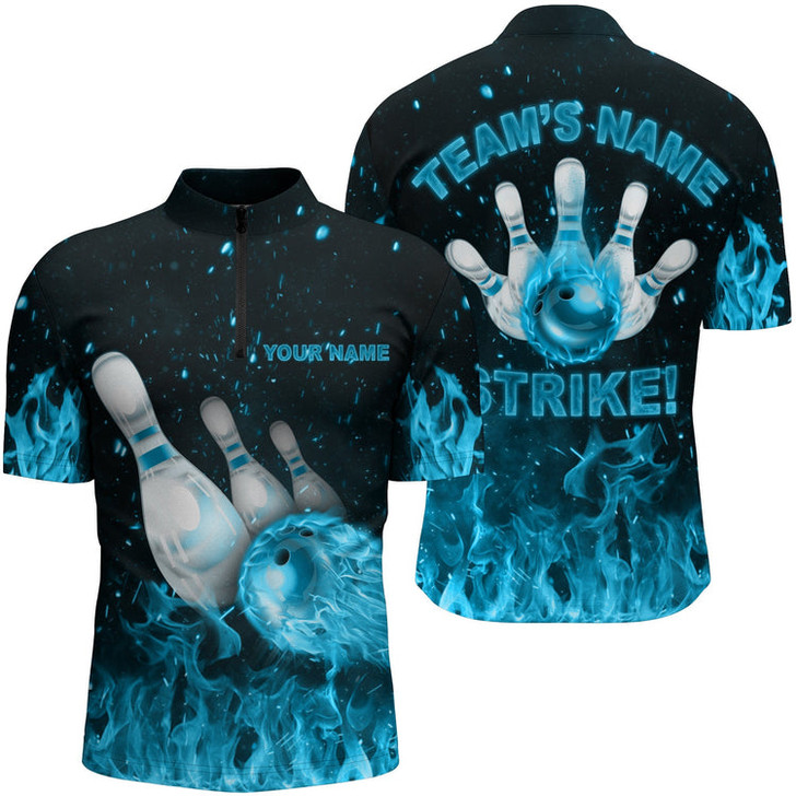 Custom Bowling Shirt For men custom Quarter Zip Bowling Jersey 3D Bowling Multi Color Team Shirt For men