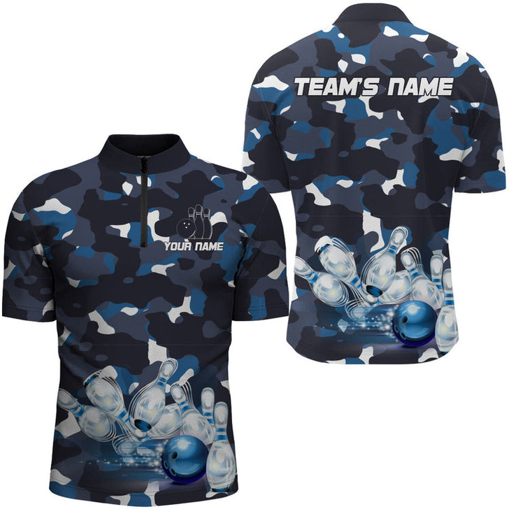 Custom Bowling Shirt For men custom Quarter Zip Bowling Jersey 3D Bowling Multi Color Team Shirt For men