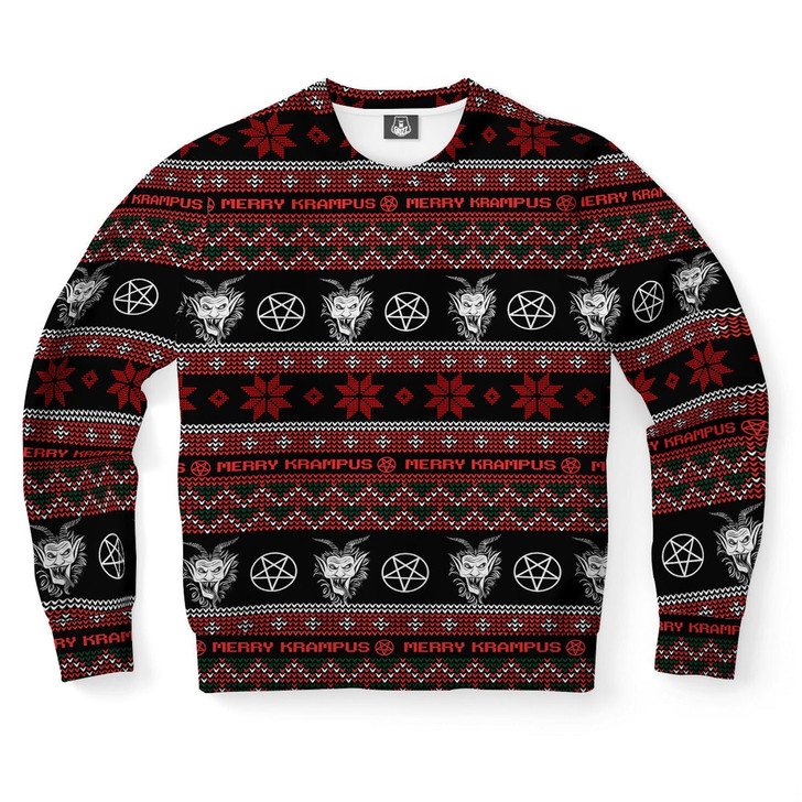 FUNSTUFFPRINT Krampus Merry Hexmas Pattern Ugly Christmas Sweater, Christmas Sweater, Ugly Sweater, Funny Xmas Sweaters Ugly  Sweater