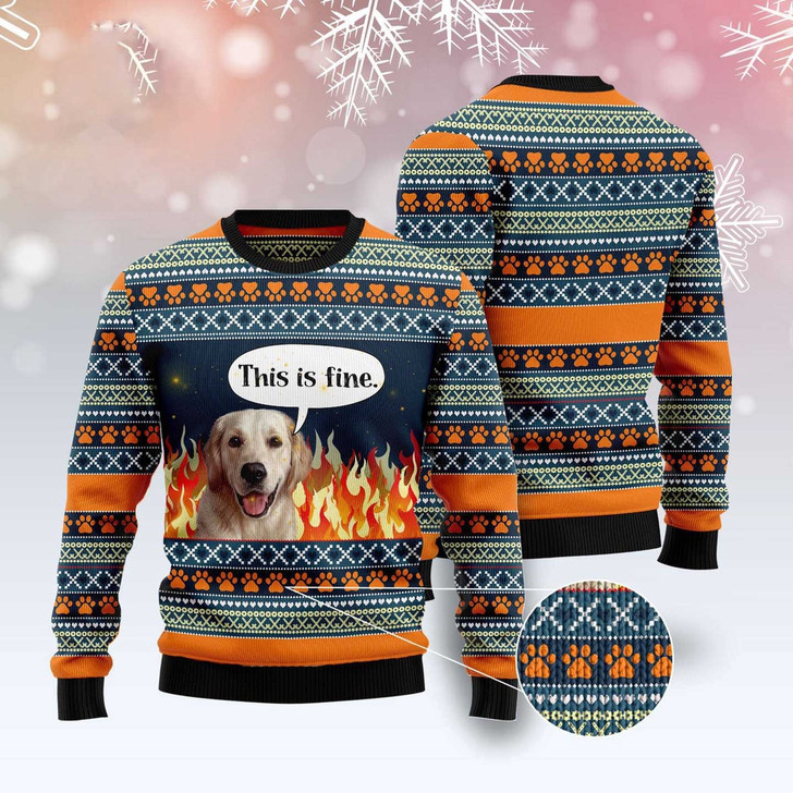 FUNSTUFFPRINT Labrador Retriever Fire Ugly Christmas Sweater, Dog Ugly Christmas Sweater, Ugly Dog Sweaters Ugly  Sweater