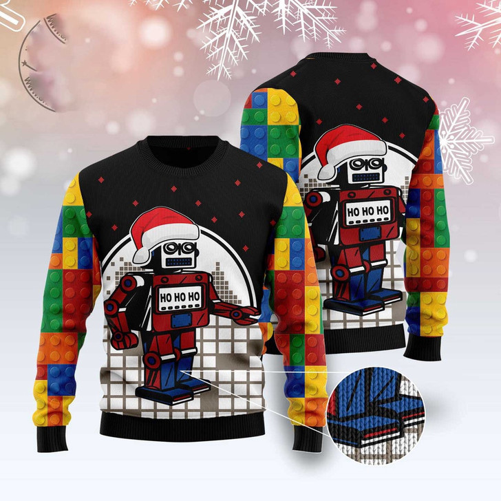 FUNSTUFFPRINT Lego Robot Hohoho Ugly Christmas Sweater, Christmas Sweater, Ugly Sweater, Funny Xmas Sweaters Ugly  Sweater