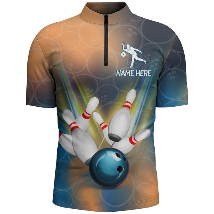 Custom Personalized Bowling Quarter-Zip Shirt Men 3D Bowling Jersey Custom Bowling Team League Shirts