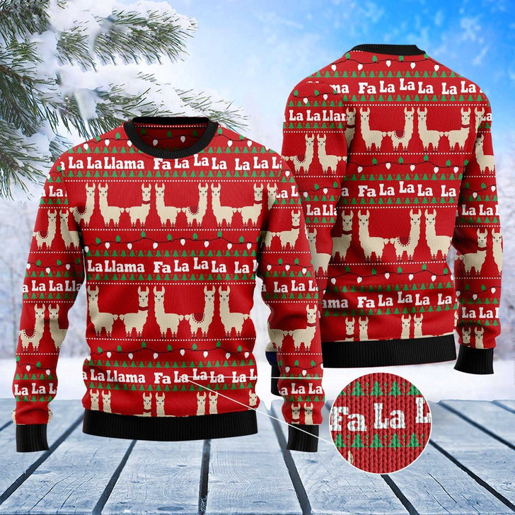 FUNSTUFFPRINT Llama Lalala Ugly Christmas Sweater, Christmas Sweater, Ugly Sweater, Funny Xmas Sweaters Ugly  Sweater