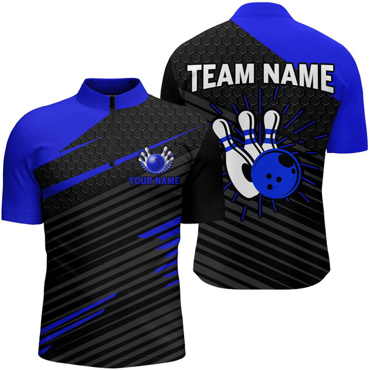 Custom Personalized Name Team Multi Color Bowling Jersey Men Custom Bowling Shirt Team Bowling Quarter-Zip Shirts