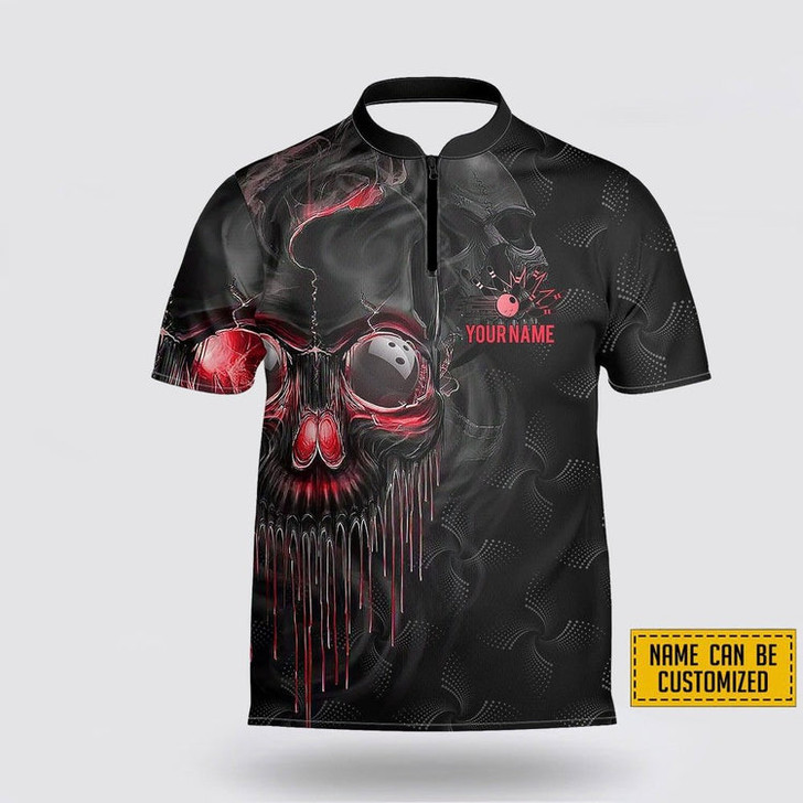 Custom Name Shut up And Bowl Skull Pattern Bowling Jersey Shirt – Gift For Bowling Enthusiasts