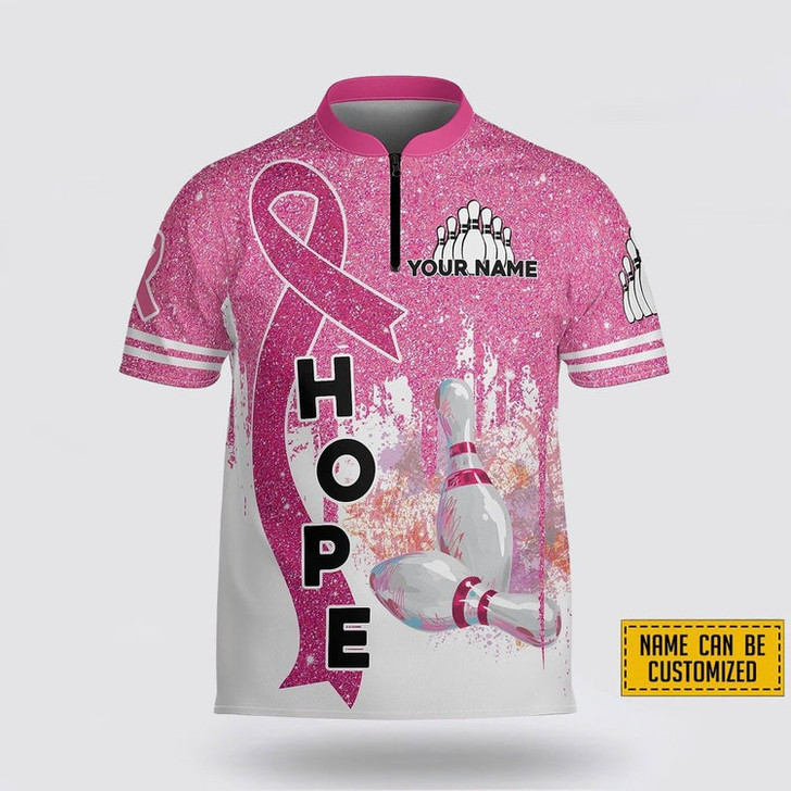 Custom Personalized Breast Cancer Hope Bowling Jersey Shirt – Perfect Gift for Bowling Fans