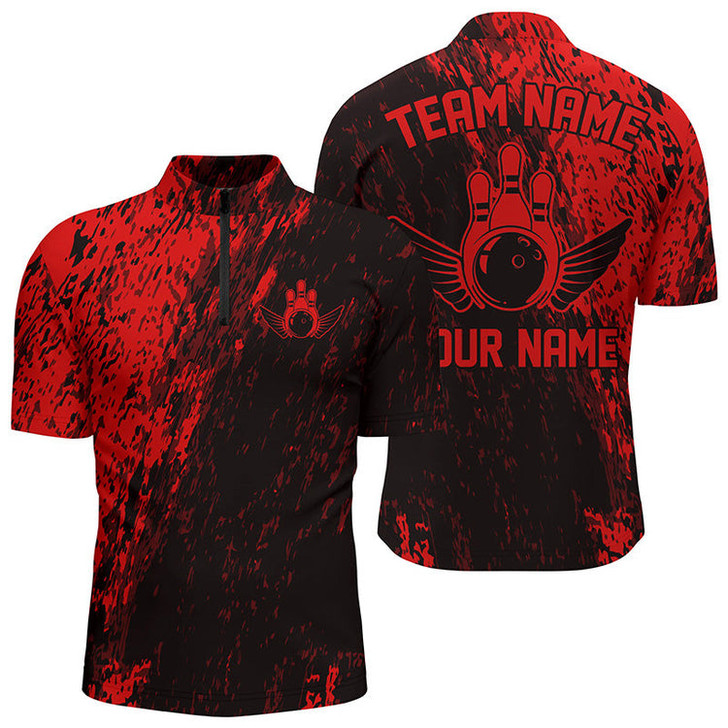 Custom Personalized Bowling Shirts For Men And Women, Team Bowling Jerseys Bowling Pin Water Color