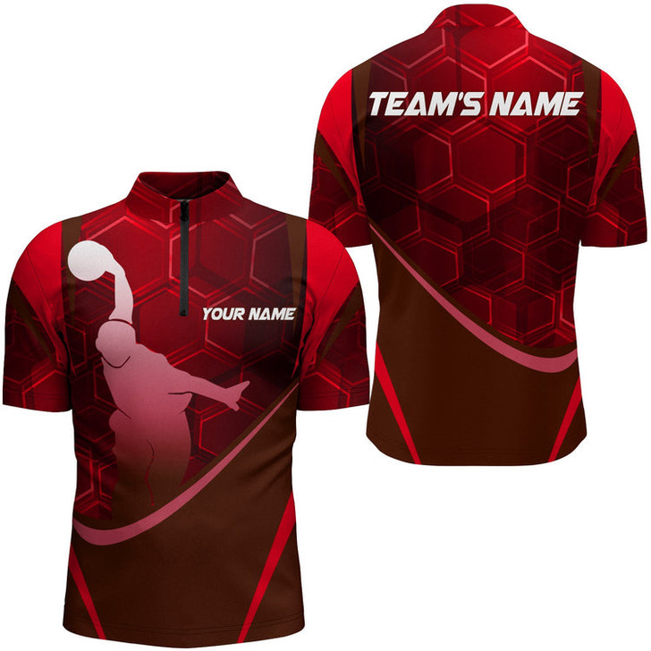 Custom Multi Color Hive Bowling Shirt for Men Bowling Jersey Bowling Team League Quarter-Zip Shirt